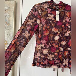 NWT Size M  By Anthropologie Mesh Turtleneck Top